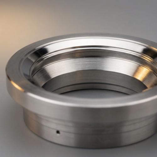 Close-up of a globe valve seat showing its polished sealing surface.